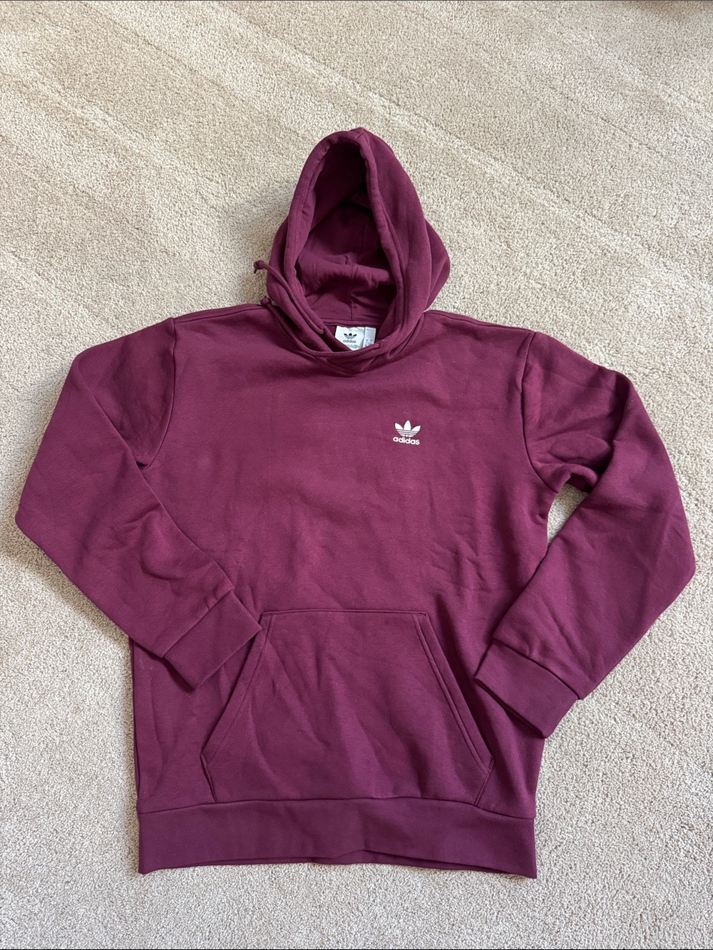 adidas Burgundy Trefoil Hooded Pullover